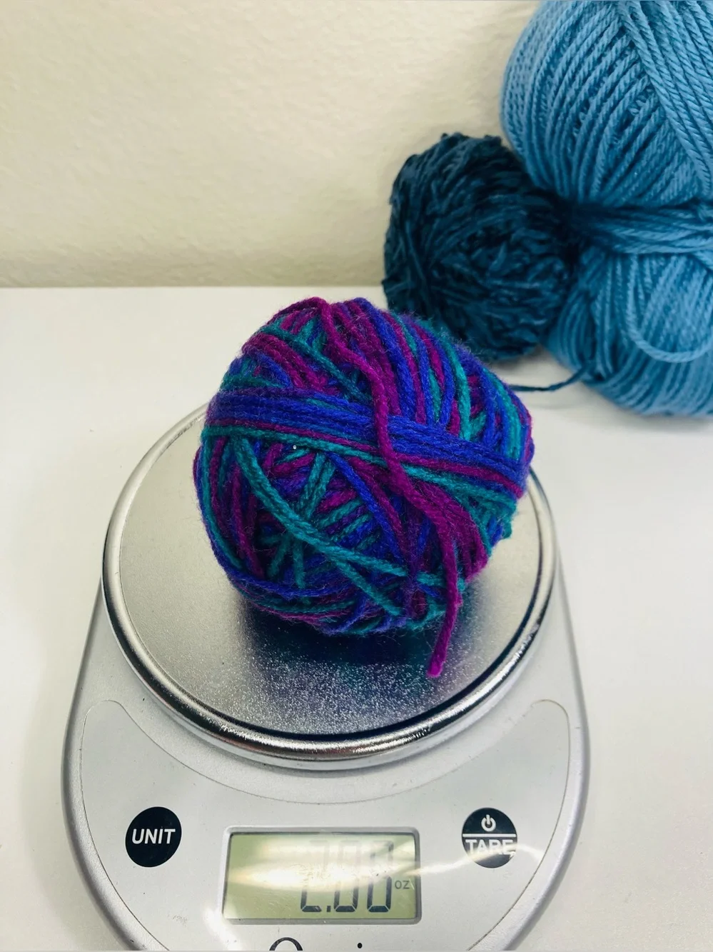Funky Yarn: Bernat Bamboo White & Assorted Blue Yarn Bundle